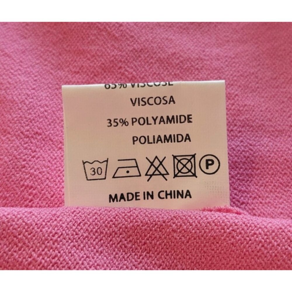 NWOT VILAGALLO Spanish Pink Coral Silver 1/2 Sleeve Colorblock Knit Blouse Sz S - Picture 5 of 6